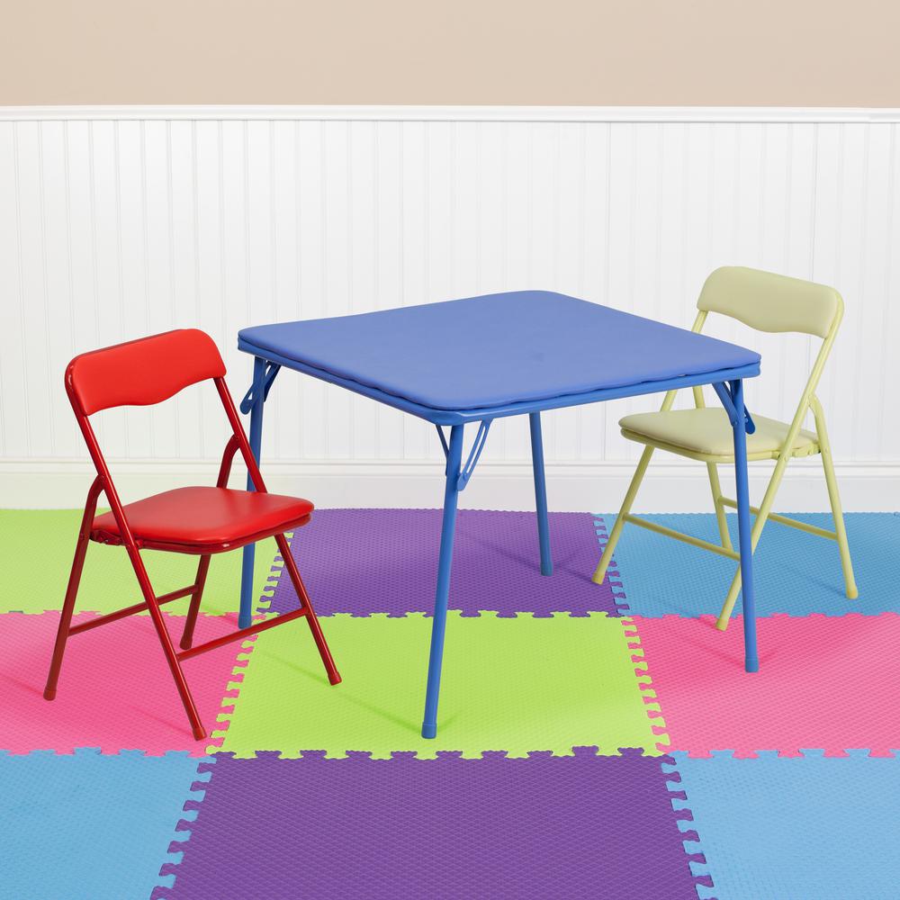 Kids Colorful 3 Piece Folding Table and Chair Set. Picture 3
