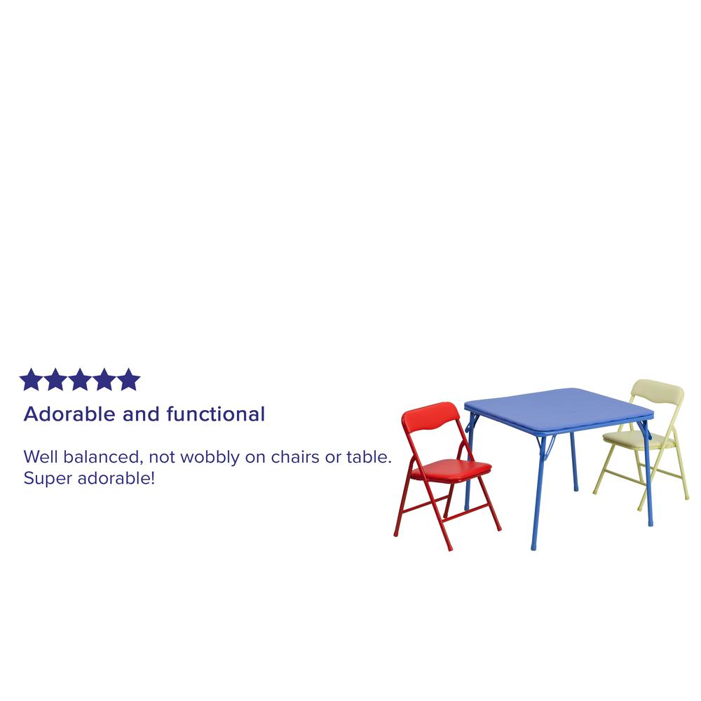 Kids Colorful 3 Piece Folding Table and Chair Set. Picture 4
