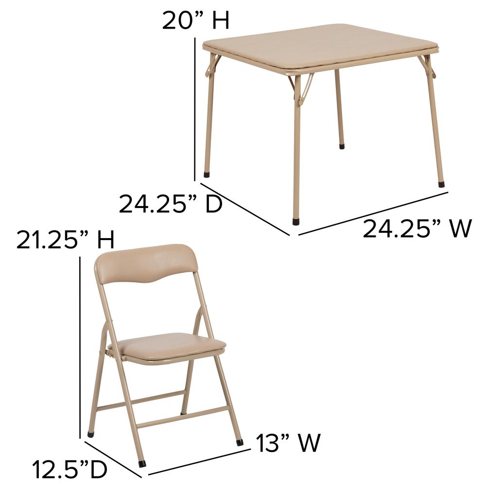 Kids Tan 3 Piece Folding Table and Chair Set. Picture 5