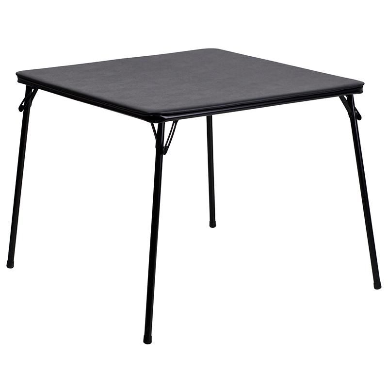 5 Piece Black Folding Card Table and Chair Set with 4 Folding Chairs and Table. Picture 9