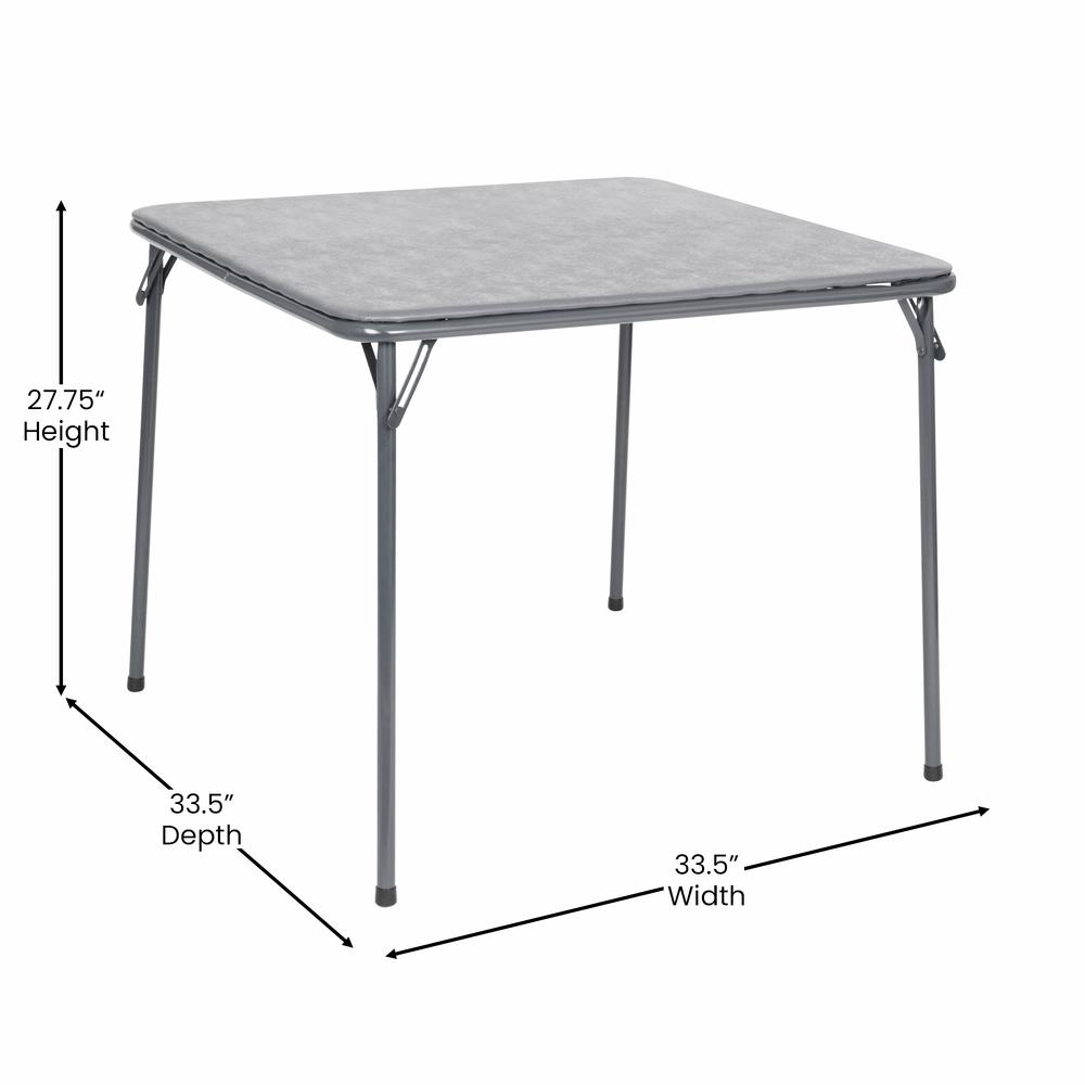 5 Piece Gray Folding Card Table and Chair Set. Picture 6