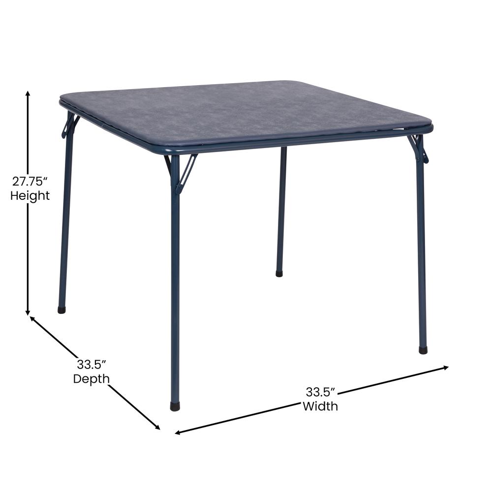 5 Piece Navy Folding Card Table and Chair Set. Picture 6