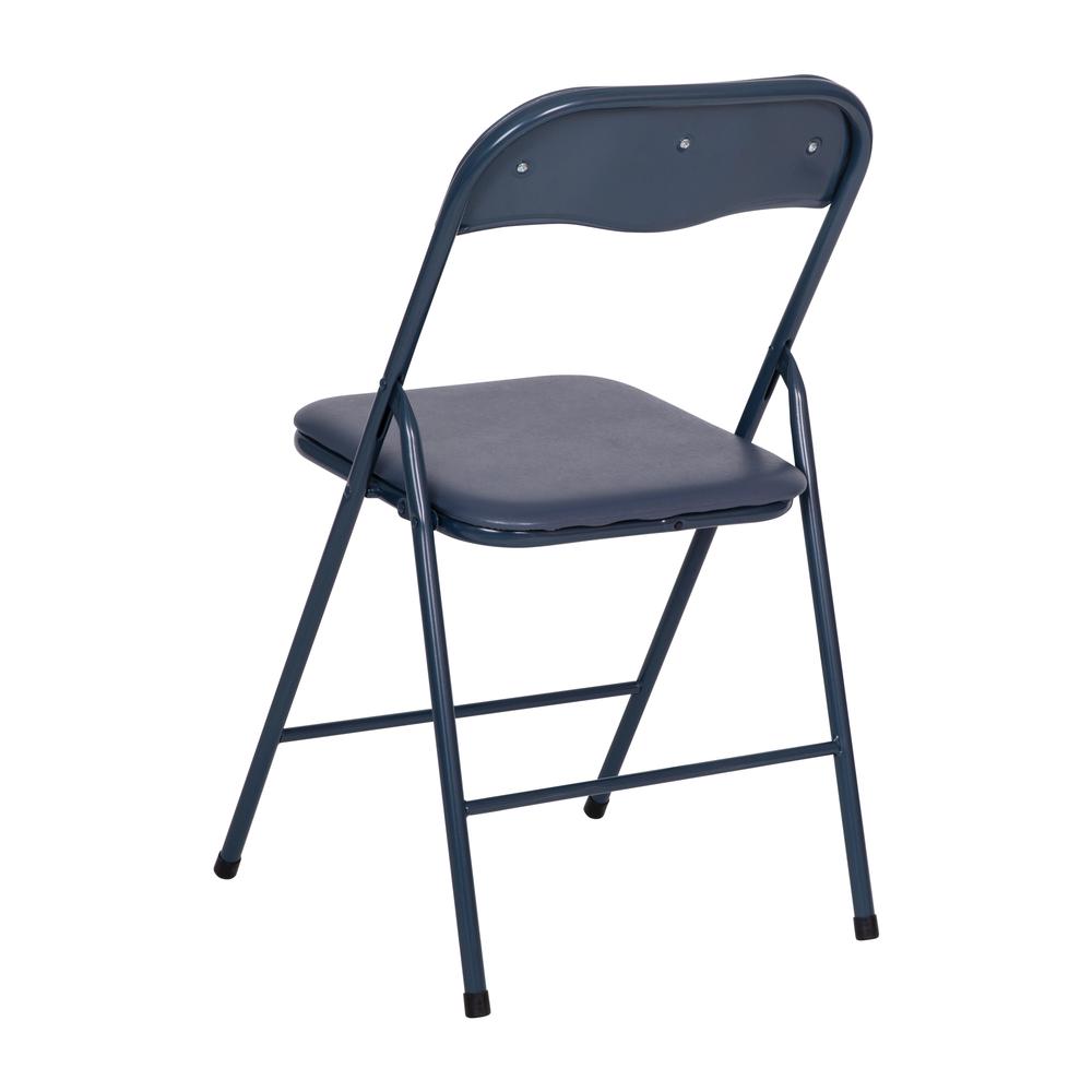 5 Piece Navy Folding Card Table and Chair Set. Picture 8
