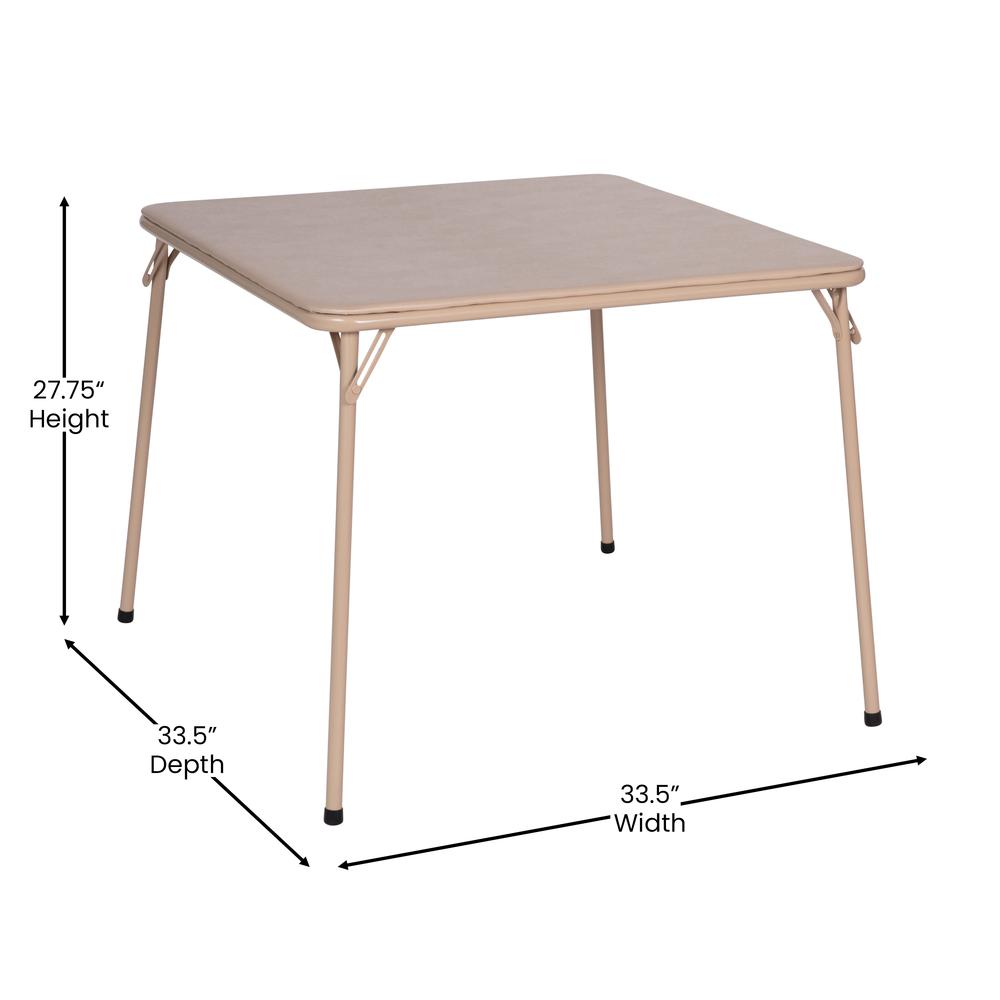 5 Piece Tan Folding Card Table and Chair Set. Picture 9