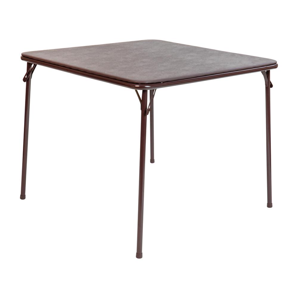 Brown Folding Card Table - with Collapsible Legs. Picture 1