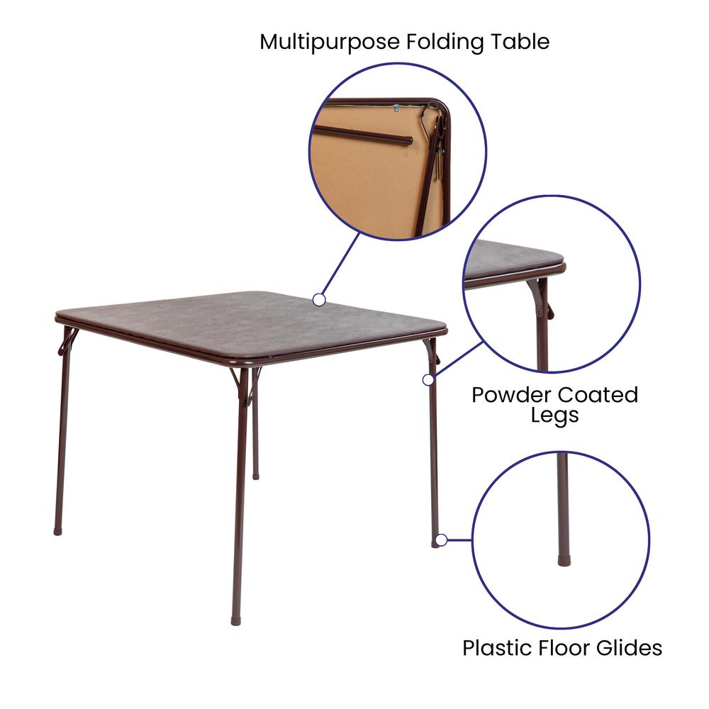 Brown Folding Card Table - with Collapsible Legs. Picture 5