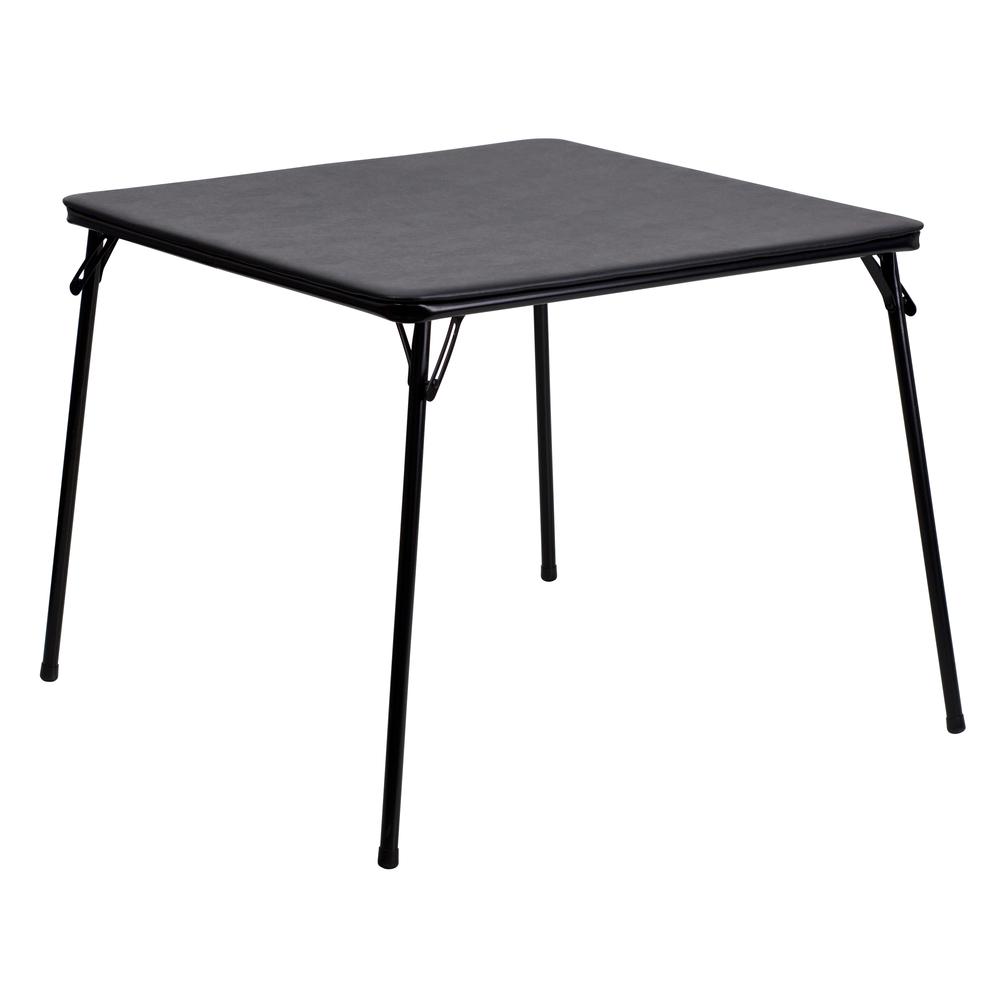 Black Folding Card Table - with Collapsible Legs. Picture 1
