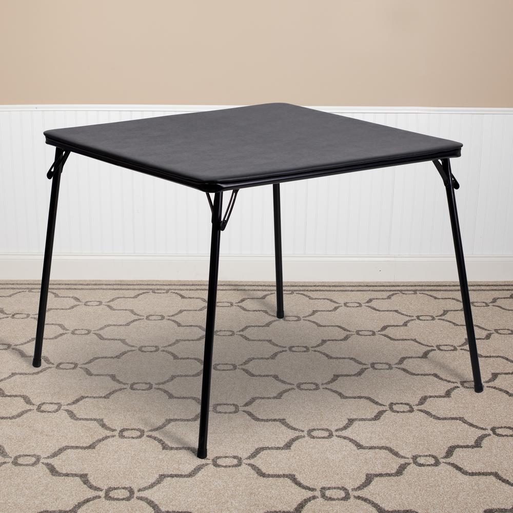Black Folding Card Table - Lightweight Portable Folding Table with Collapsible Legs. Picture 3