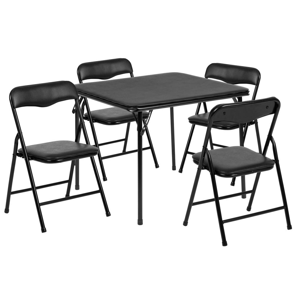 Kids Black 5 Piece Folding Table and Chair Set. The main picture.