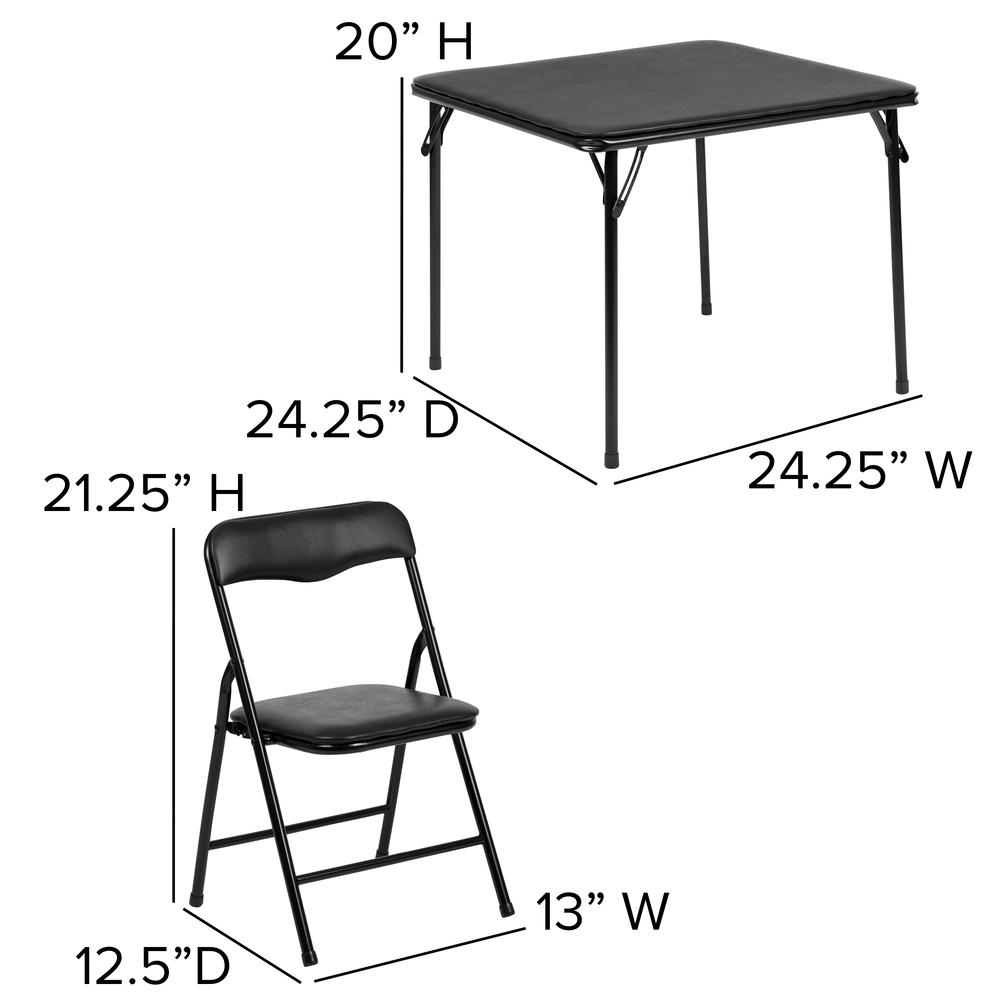 Kids Black 5 Piece Folding Table and Chair Set. Picture 5