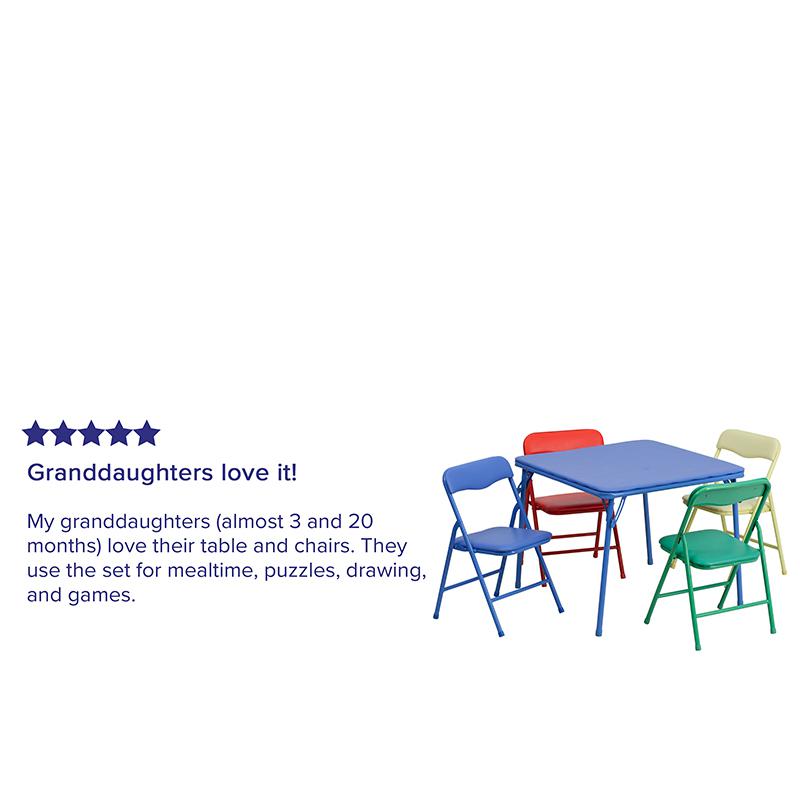 Kids Colorful 5 Piece Folding Table and Chair Set. Picture 6