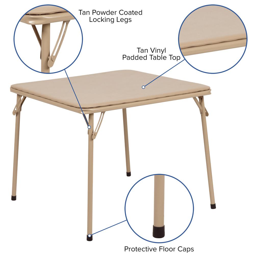 Tan 5 Piece Folding Table and Chair Set. Picture 2
