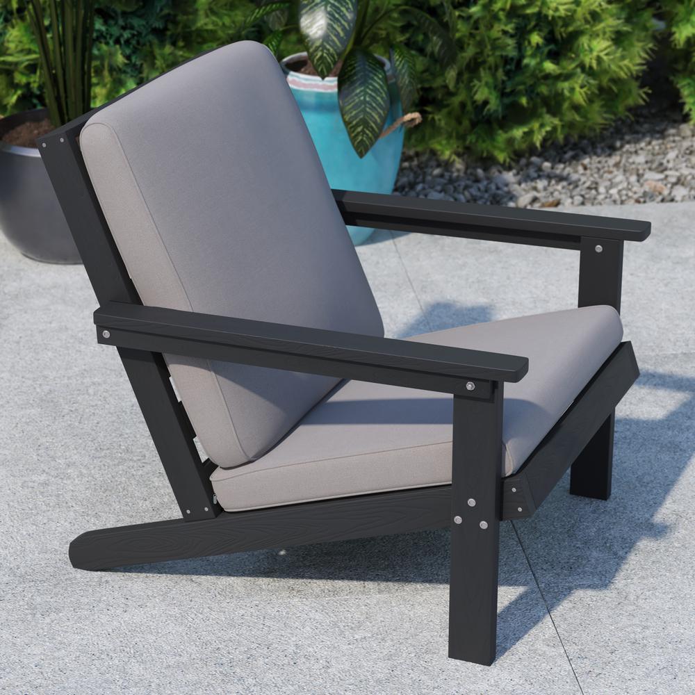 Adirondack Style Deep Seat Patio Club Chair with Cushions, Black/Charcoal. Picture 6