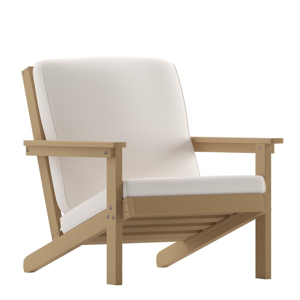 Adirondack Style Deep Seat Patio Club Chair with Cushions, Natural Cedar/Cream. Picture 2