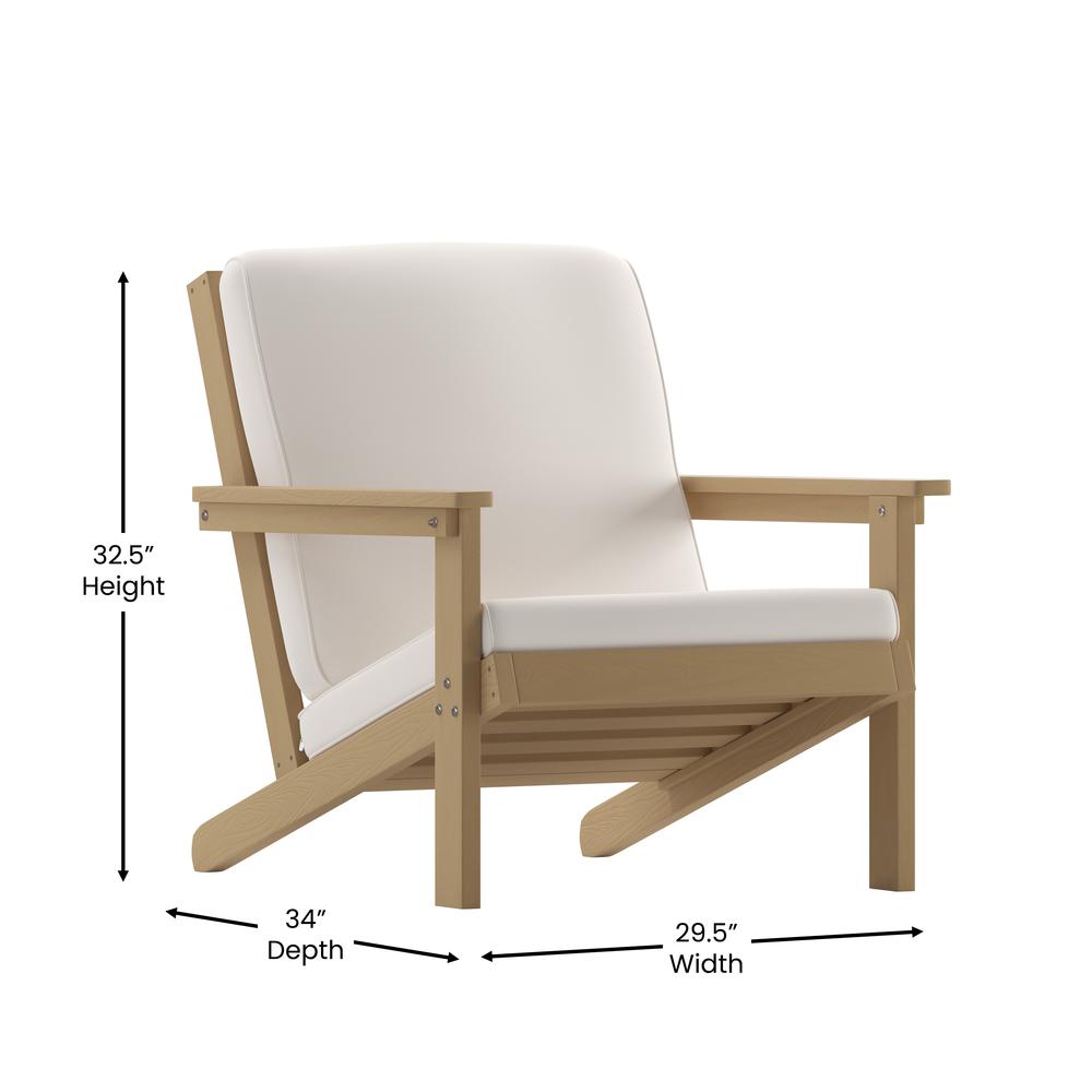 Adirondack Style Deep Seat Patio Club Chair with Cushions, Natural Cedar/Cream. Picture 5
