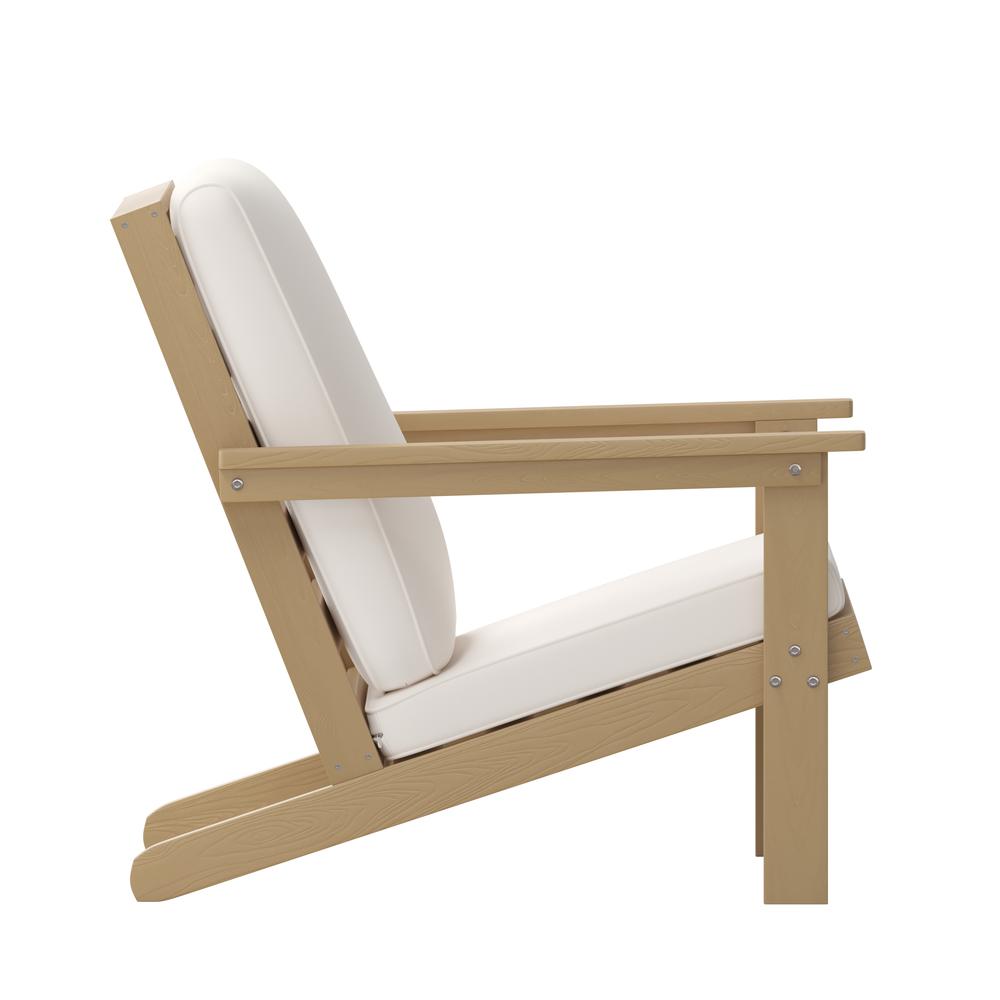 Adirondack Style Deep Seat Patio Club Chair with Cushions, Natural Cedar/Cream. Picture 10