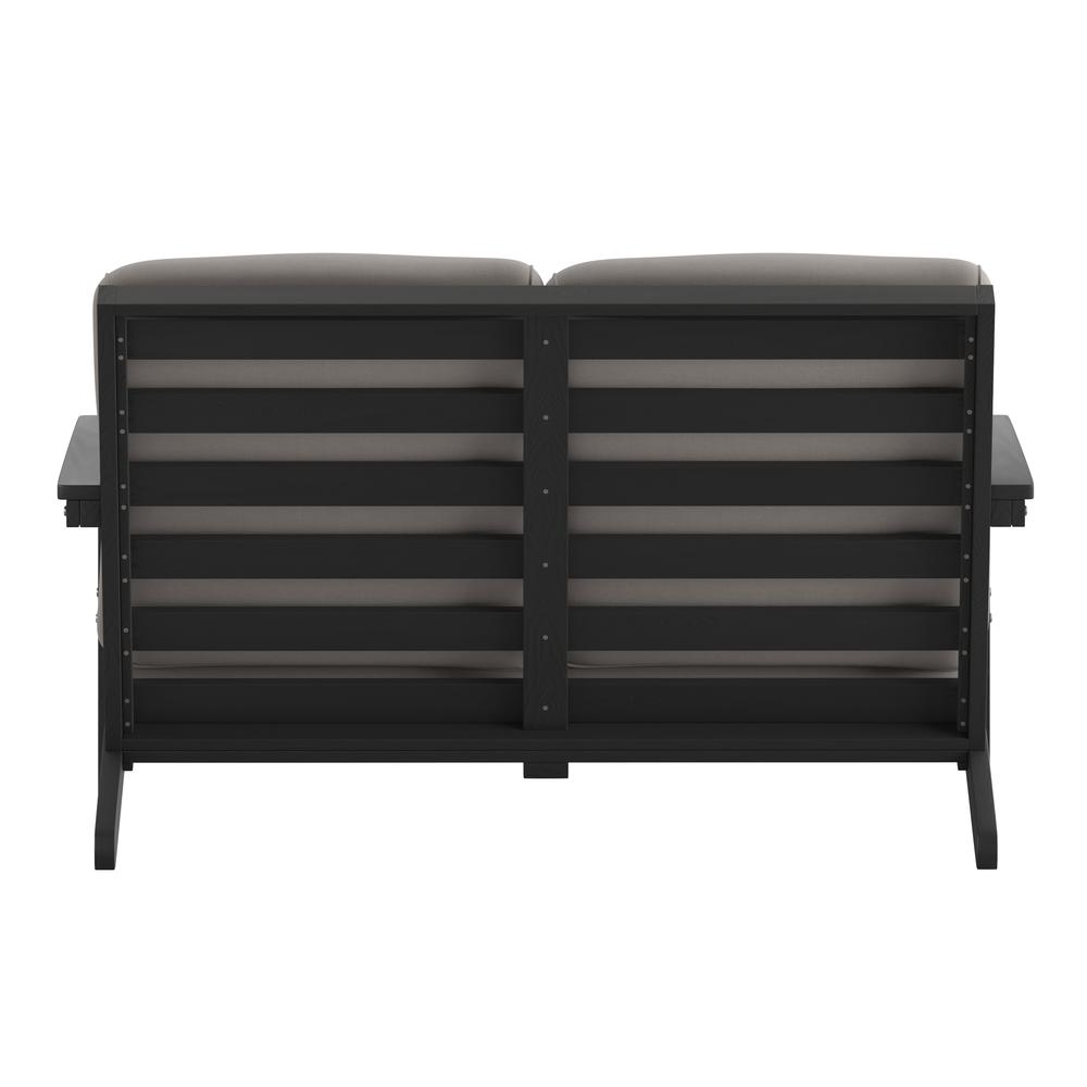 Adirondack Style Deep Seat Patio Loveseat with Cushions, Black/Charcoal. Picture 8