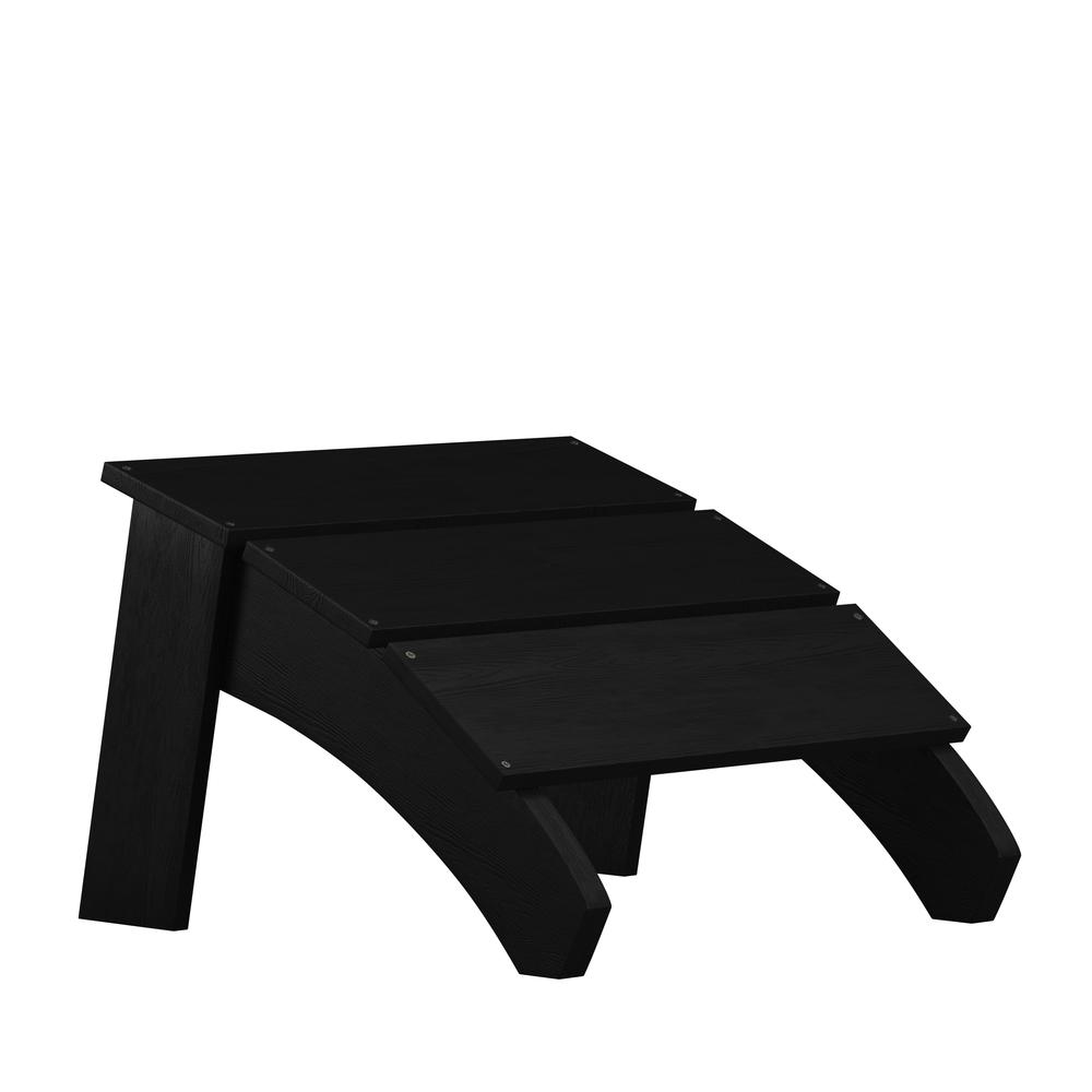 Modern All-Weather Poly Resin Wood Adirondack Ottoman Foot Rest in Black. Picture 1