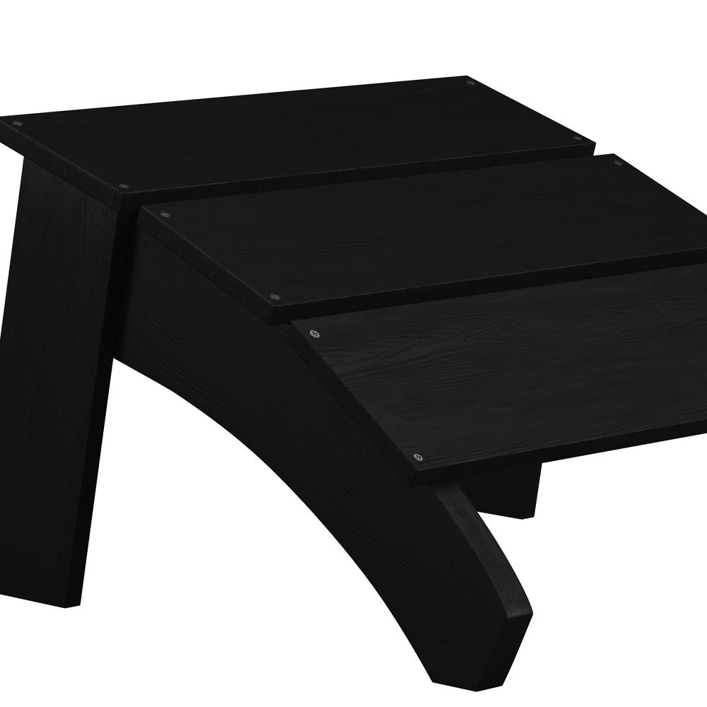 Modern All-Weather Poly Resin Wood Adirondack Ottoman Foot Rest in Black. Picture 7