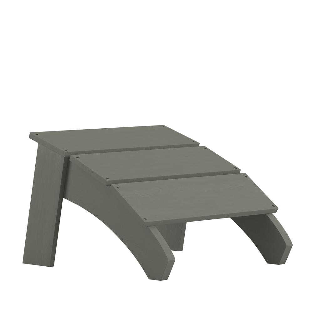Modern All-Weather Poly Resin Wood Adirondack Ottoman Foot Rest in Gray. Picture 1