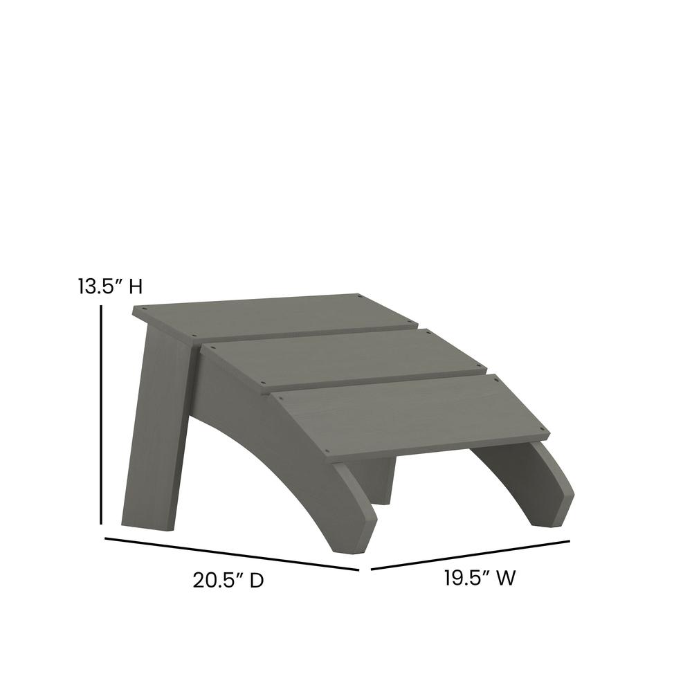 Modern All-Weather Poly Resin Wood Adirondack Ottoman Foot Rest in Gray. Picture 5
