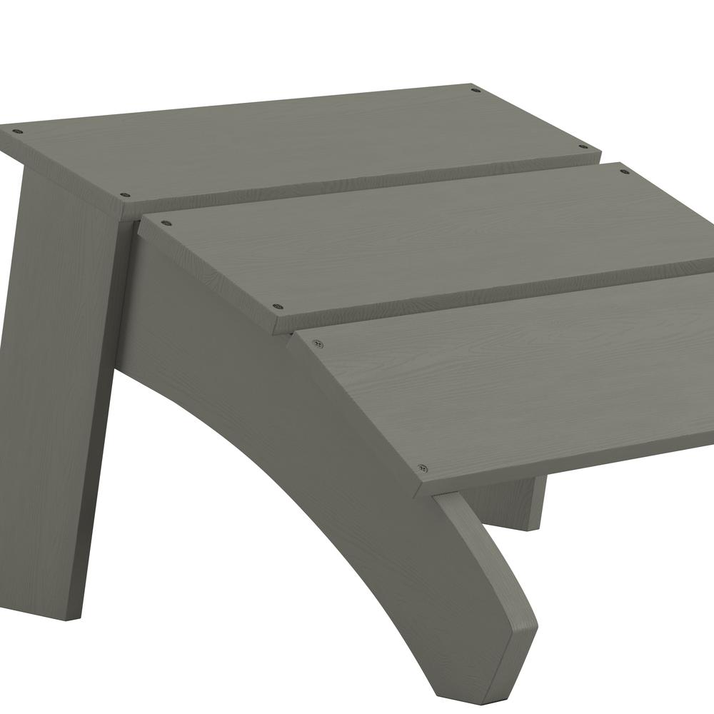 Modern All-Weather Poly Resin Wood Adirondack Ottoman Foot Rest in Gray. Picture 7