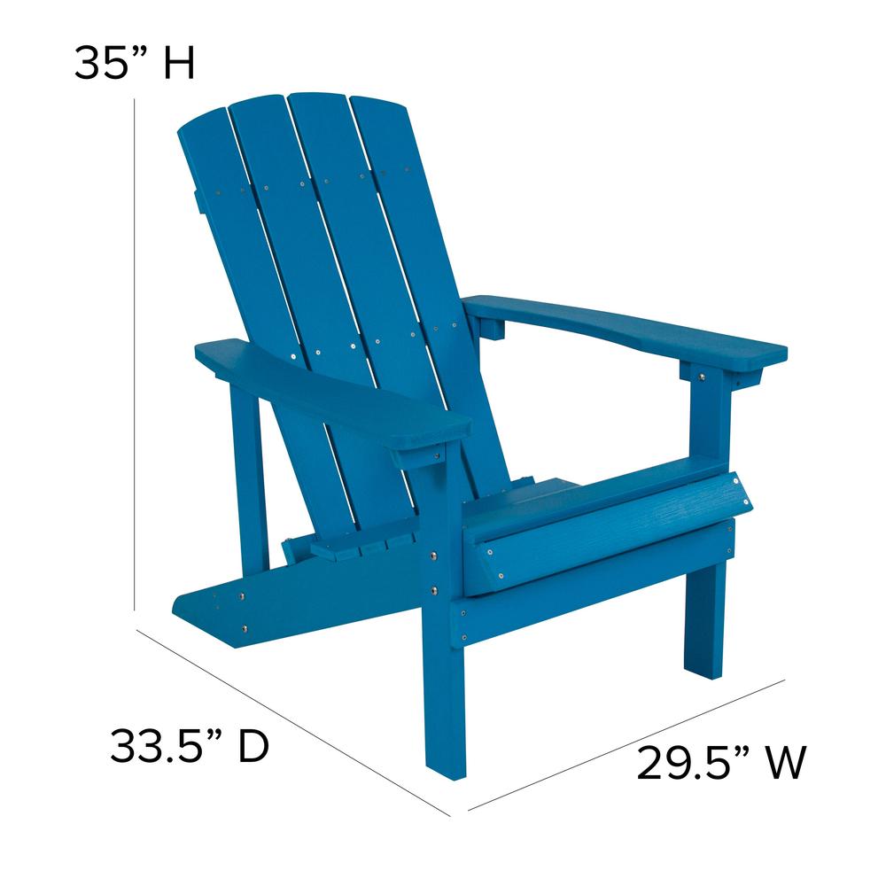 3 Piece Blue Poly Resin Wood Adirondack Chair Set with Fire Pit. Picture 6