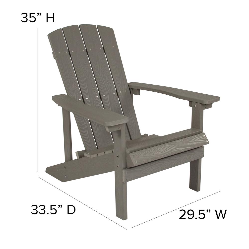 3 Piece Gray Poly Resin Wood Adirondack Chair Set with Fire Pit. Picture 6