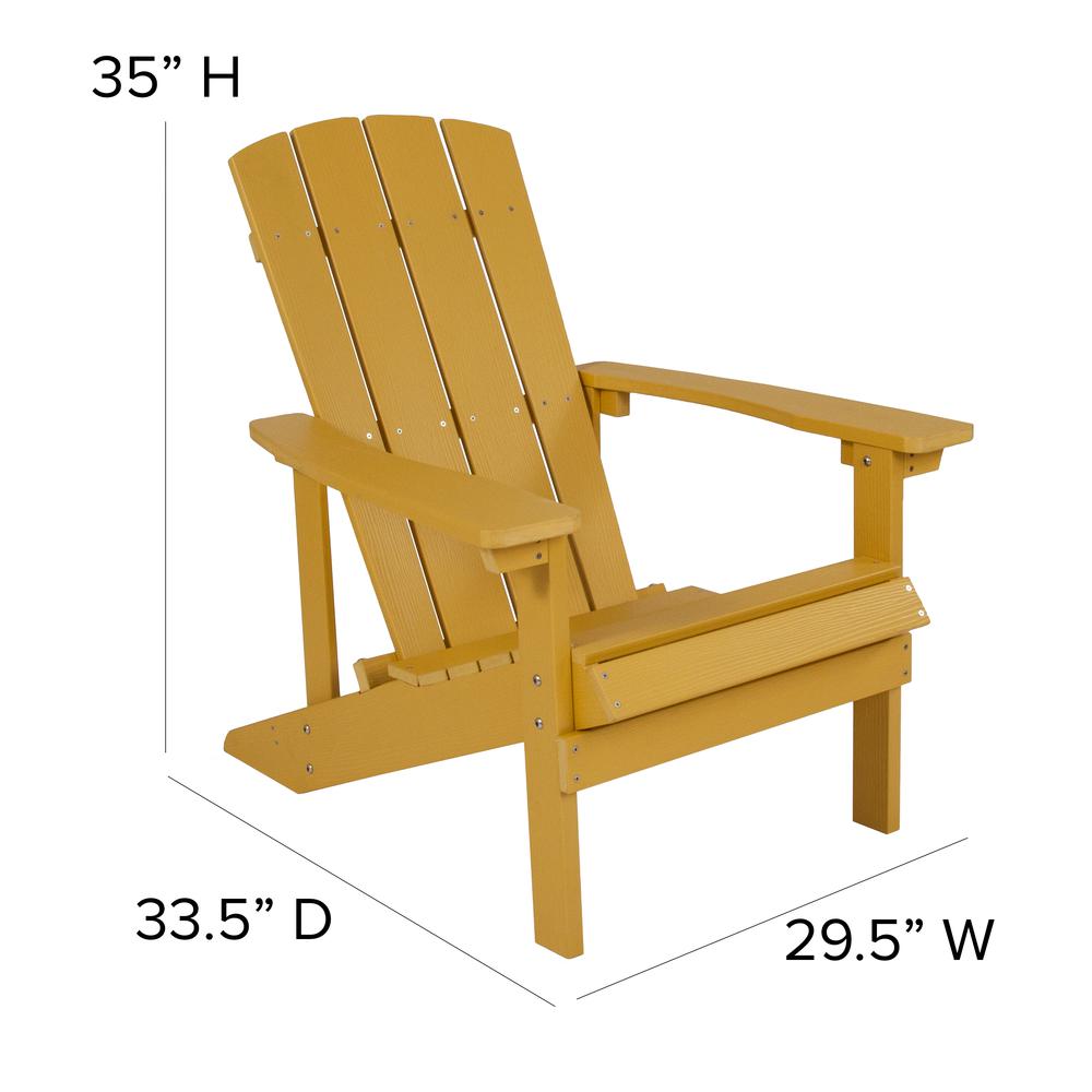 3 Piece Yellow Poly Resin Wood Adirondack Chair Set with Fire Pit. Picture 6