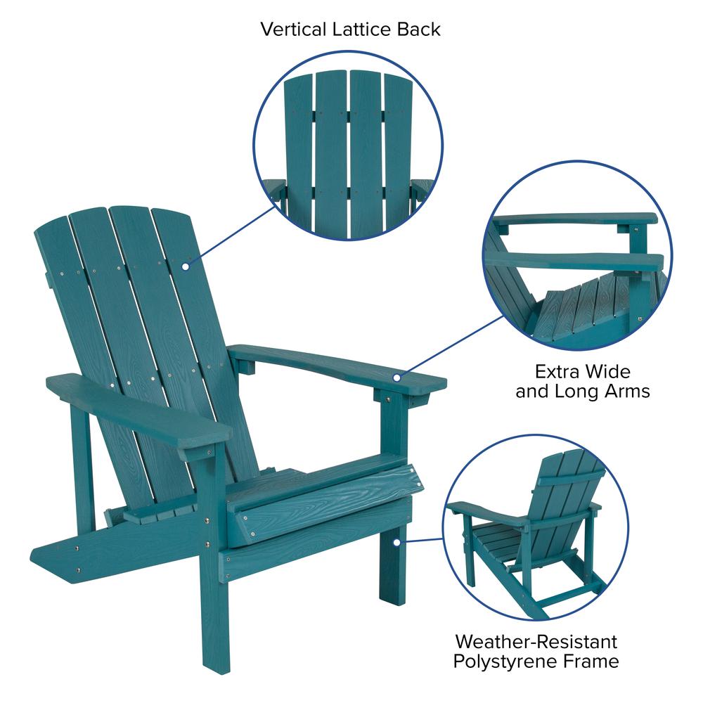 2 Pack Charlestown All-Weather Poly Resin Wood Adirondack Chairs with Side Table in Sea Foam. Picture 4