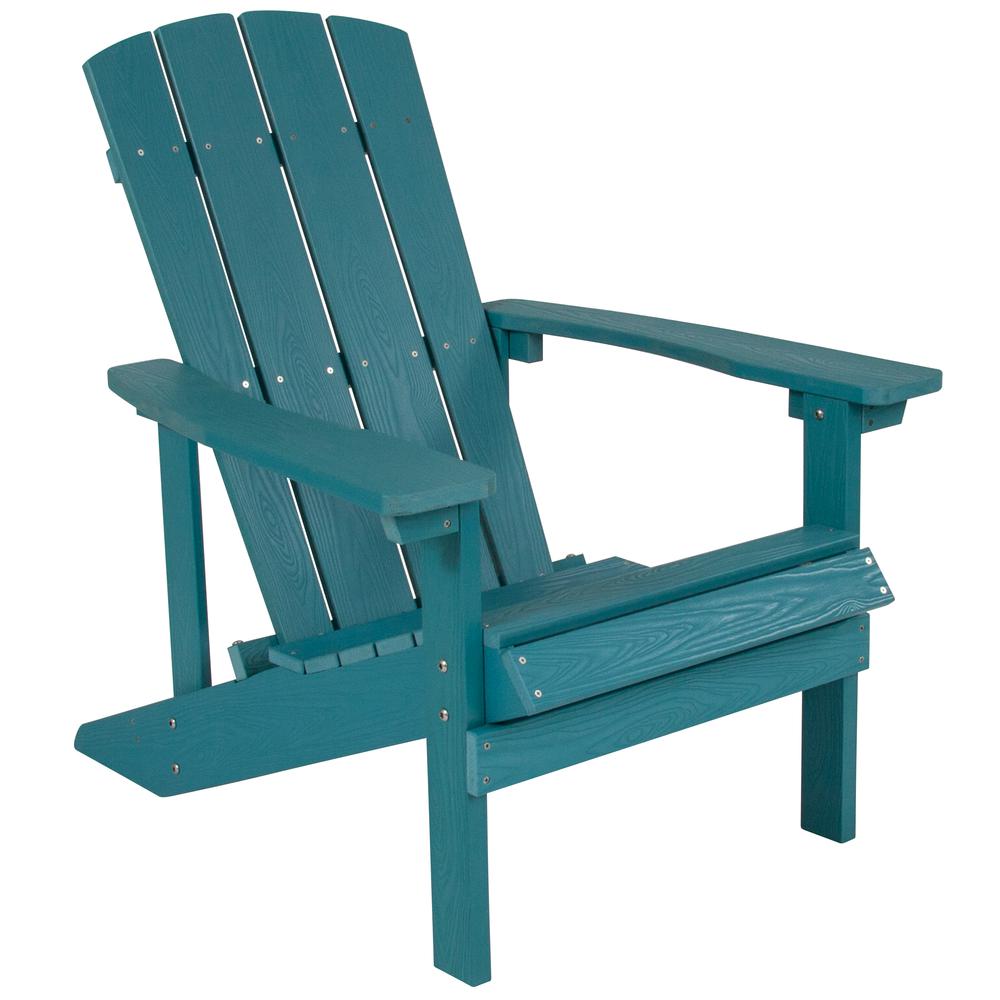 2 Pack Charlestown All-Weather Poly Resin Wood Adirondack Chairs with Side Table in Sea Foam. Picture 8