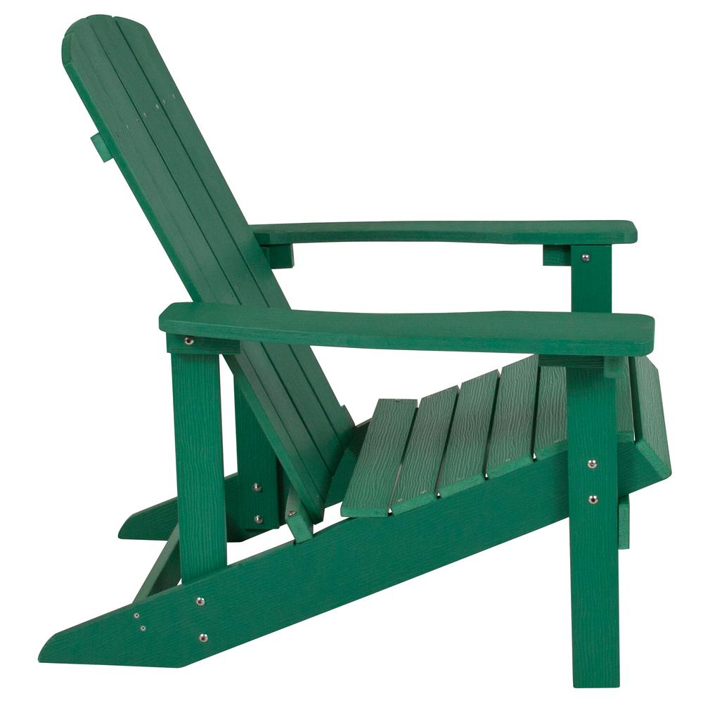 5 Piece Charlestown Green Poly Resin Wood Adirondack Chair Set with Fire Pit - Star and Moon Fire Pit with Mesh Cover. Picture 11