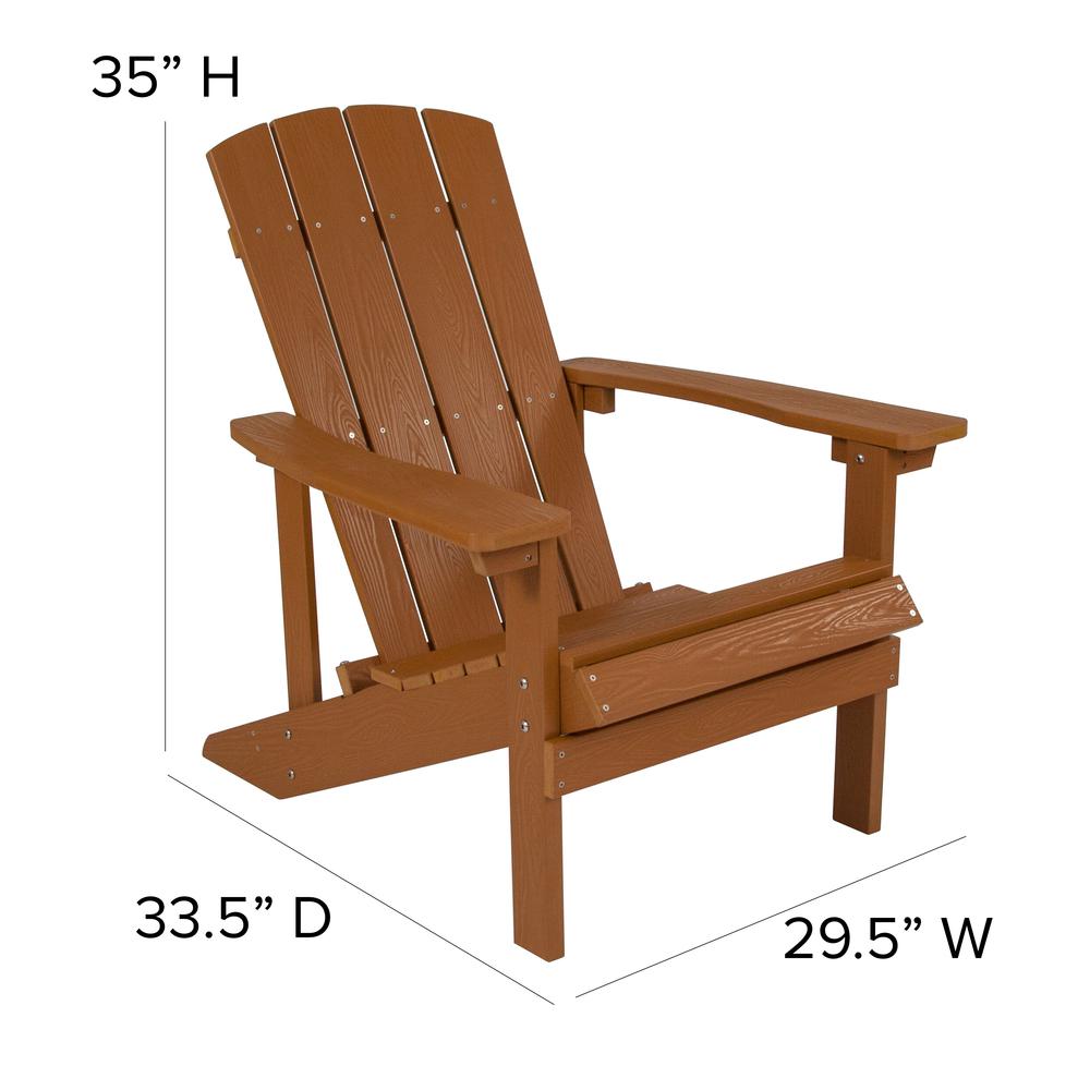 5 Piece Charlestown Teak Poly Resin Wood Adirondack Chair Set with Fire Pit - Star and Moon Fire Pit with Mesh Cover. Picture 6
