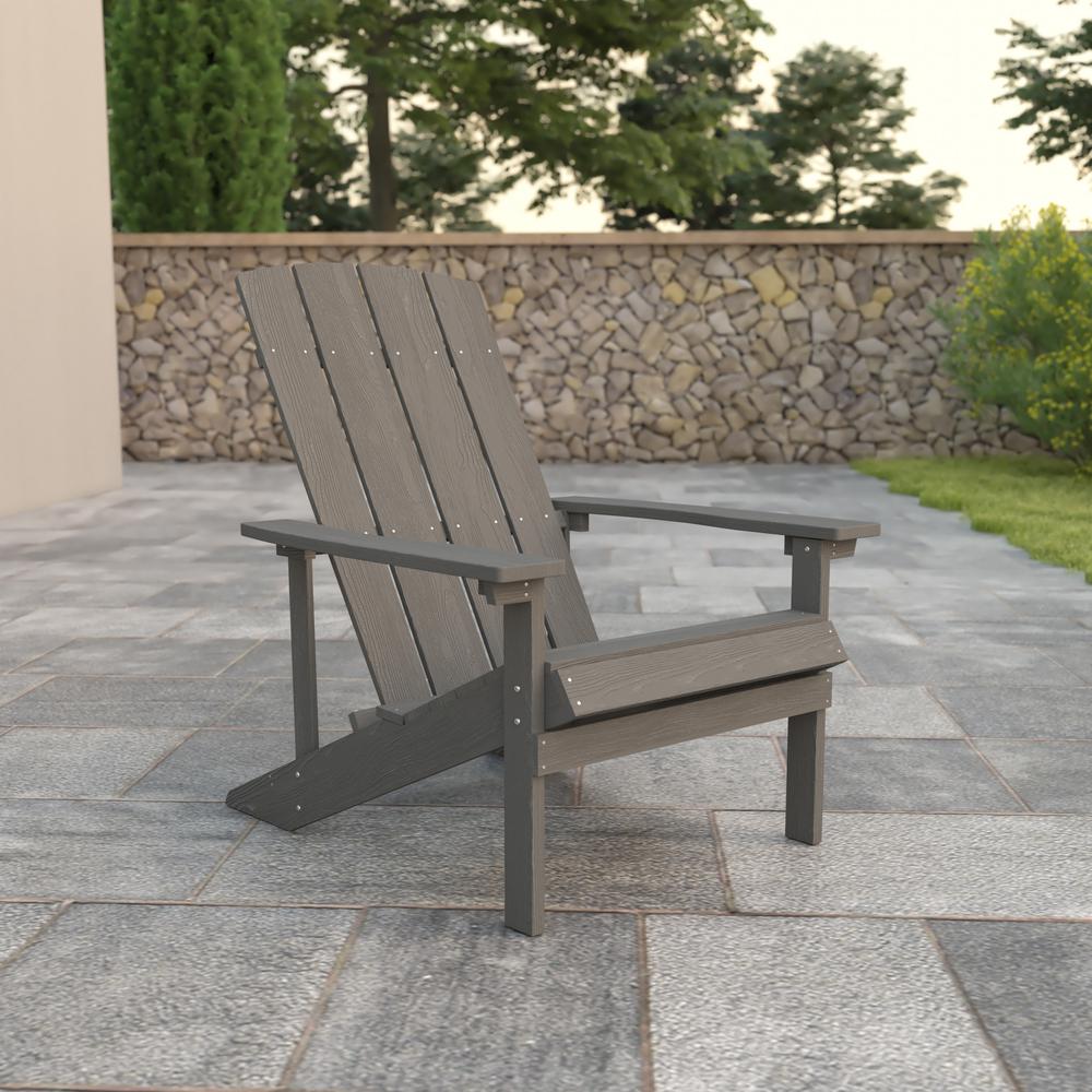 Charlestown All-Weather Poly Resin Wood Adirondack Chair in Gray. Picture 6