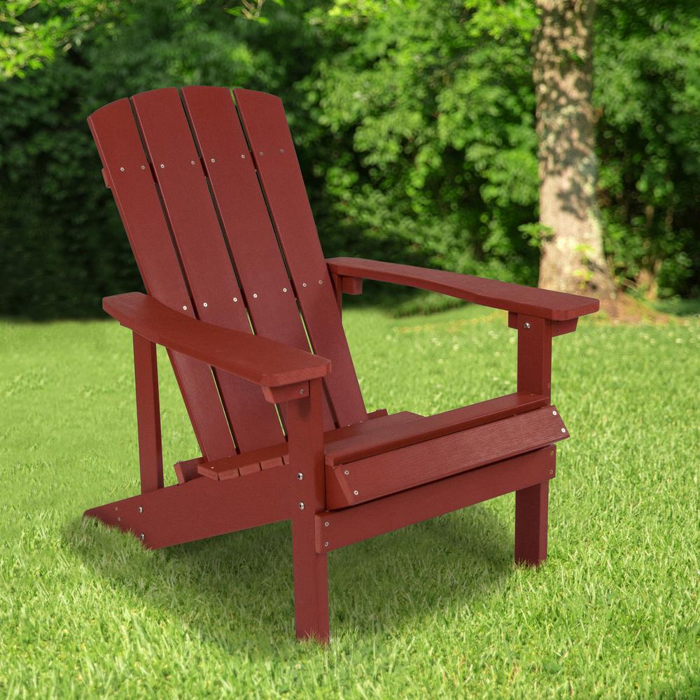 Charlestown All-Weather Poly Resin Wood Adirondack Chair in Red. Picture 8