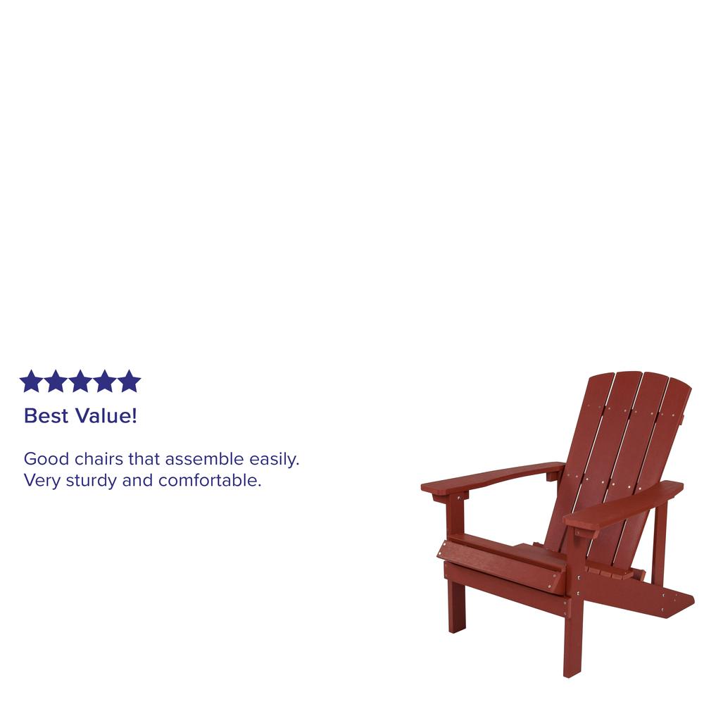 Charlestown All-Weather Poly Resin Wood Adirondack Chair in Red. Picture 9