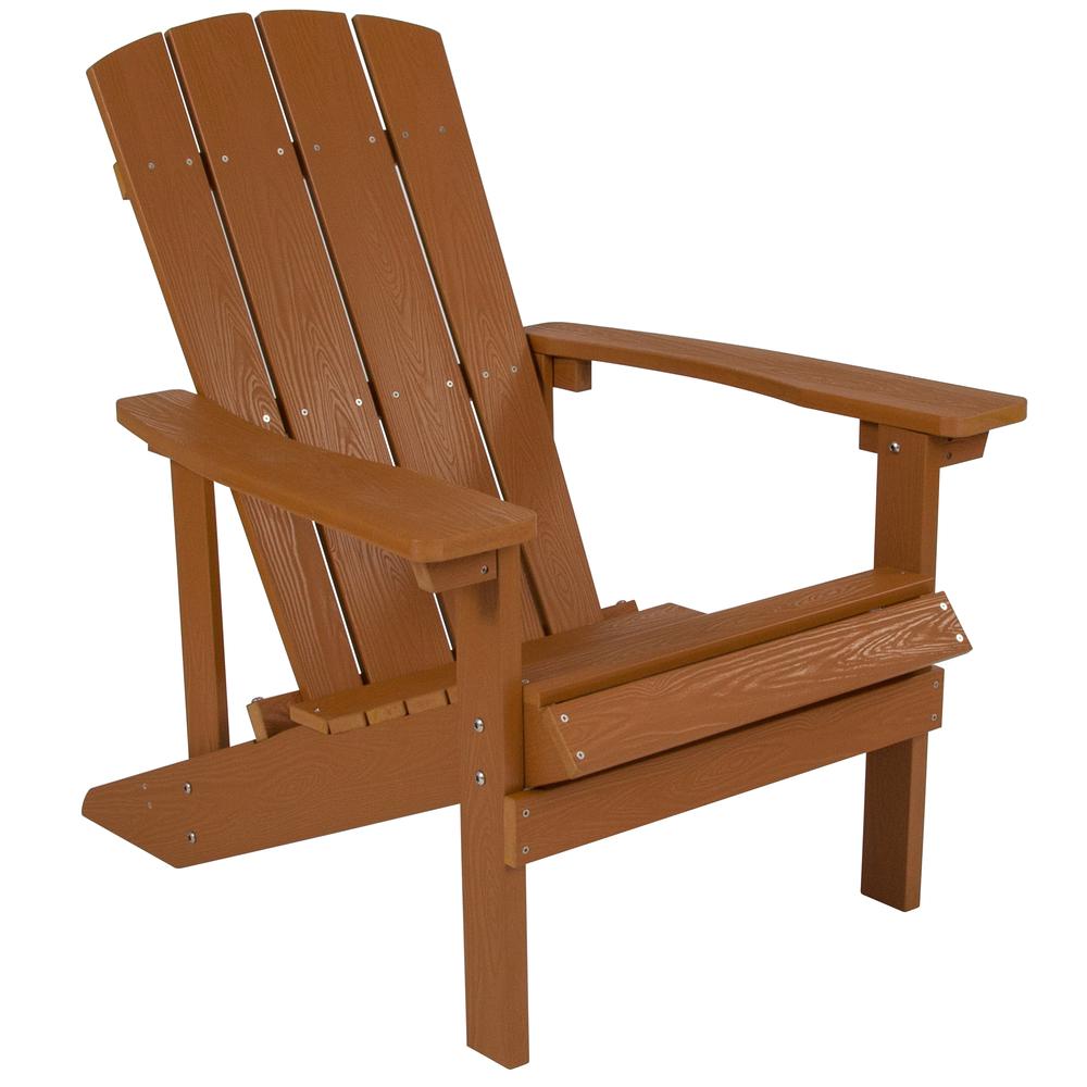 Charlestown All-Weather Poly Resin Wood Adirondack Chair in Teak. Picture 1