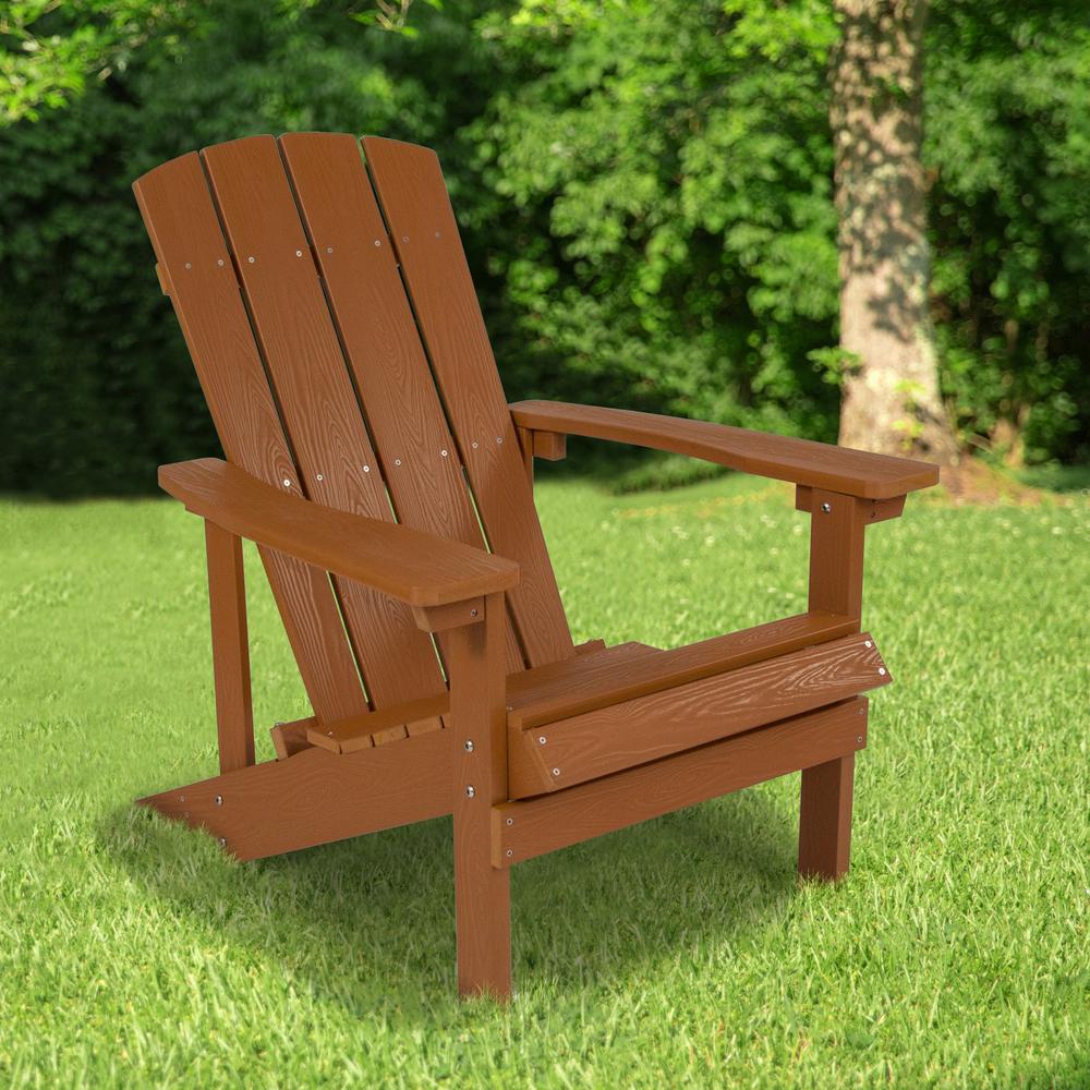 Charlestown All-Weather Poly Resin Wood Adirondack Chair in Teak. Picture 6
