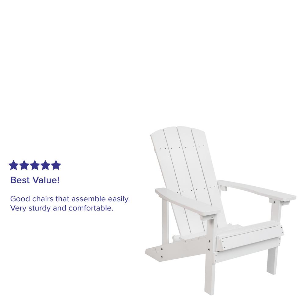 Commercial All-Weather Poly Resin Wood Adirondack Chair in White. Picture 4