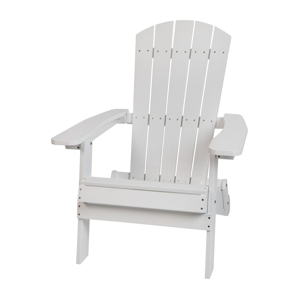 Charlestown All-Weather Poly Resin Indoor/Outdoor Folding Adirondack Chair in White. Picture 2