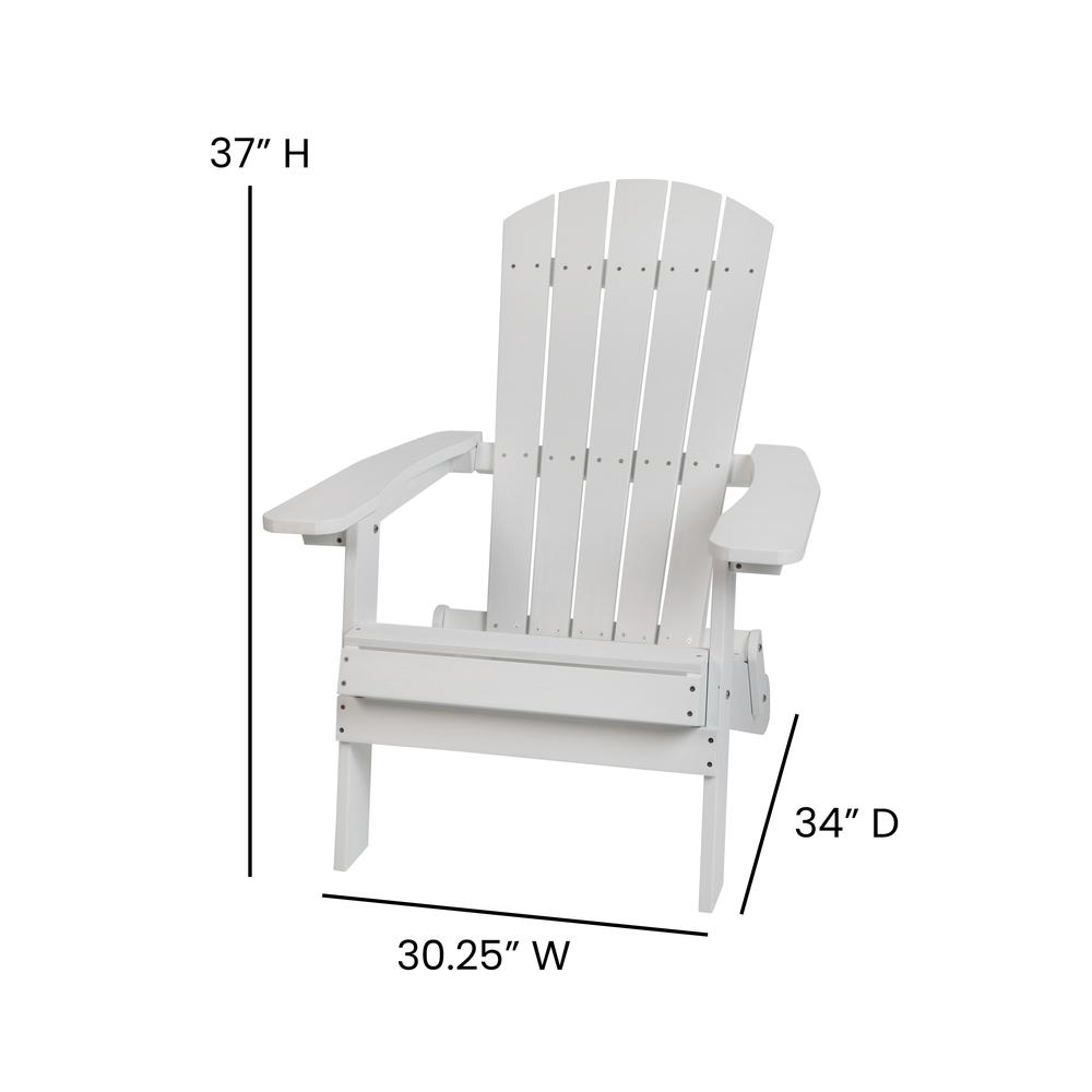 Charlestown All-Weather Poly Resin Indoor/Outdoor Folding Adirondack Chair in White. Picture 5