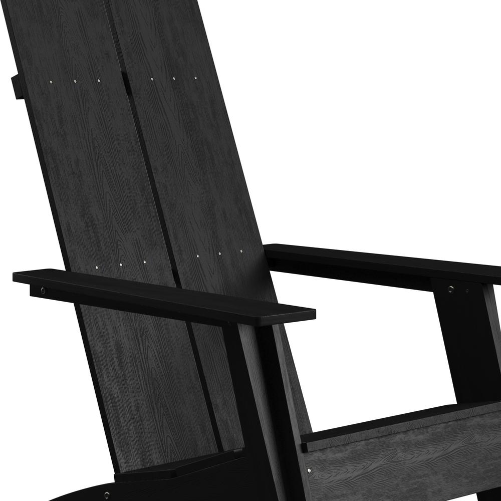 Modern Commercial All-Weather Poly Resin Wood Adirondack Chair in Black. Picture 6