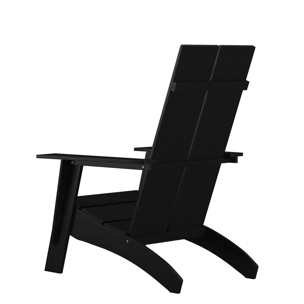 Modern Commercial All-Weather Poly Resin Wood Adirondack Chair in Black. Picture 5