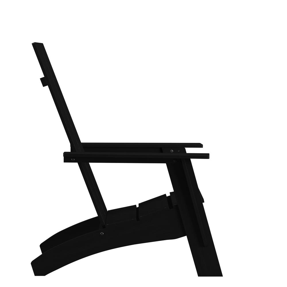 Modern Commercial All-Weather Poly Resin Wood Adirondack Chair in Black. Picture 7