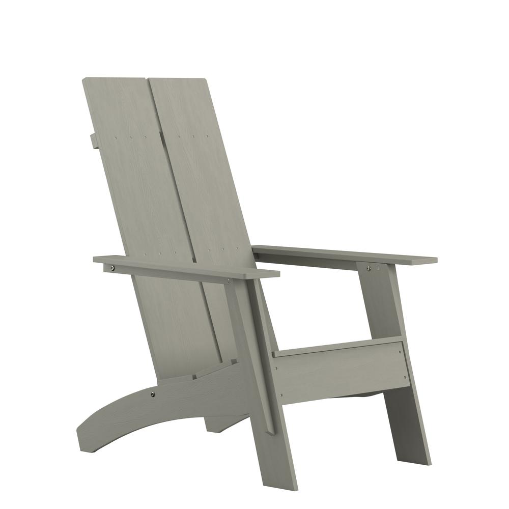 Modern Commercial All-Weather Poly Resin Wood Adirondack Chair in Gray. Picture 2