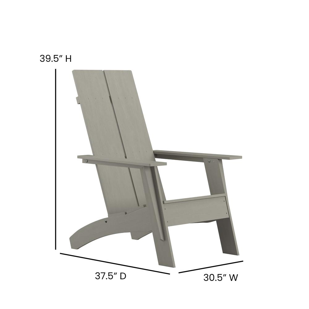 Modern Commercial All-Weather Poly Resin Wood Adirondack Chair in Gray. Picture 4