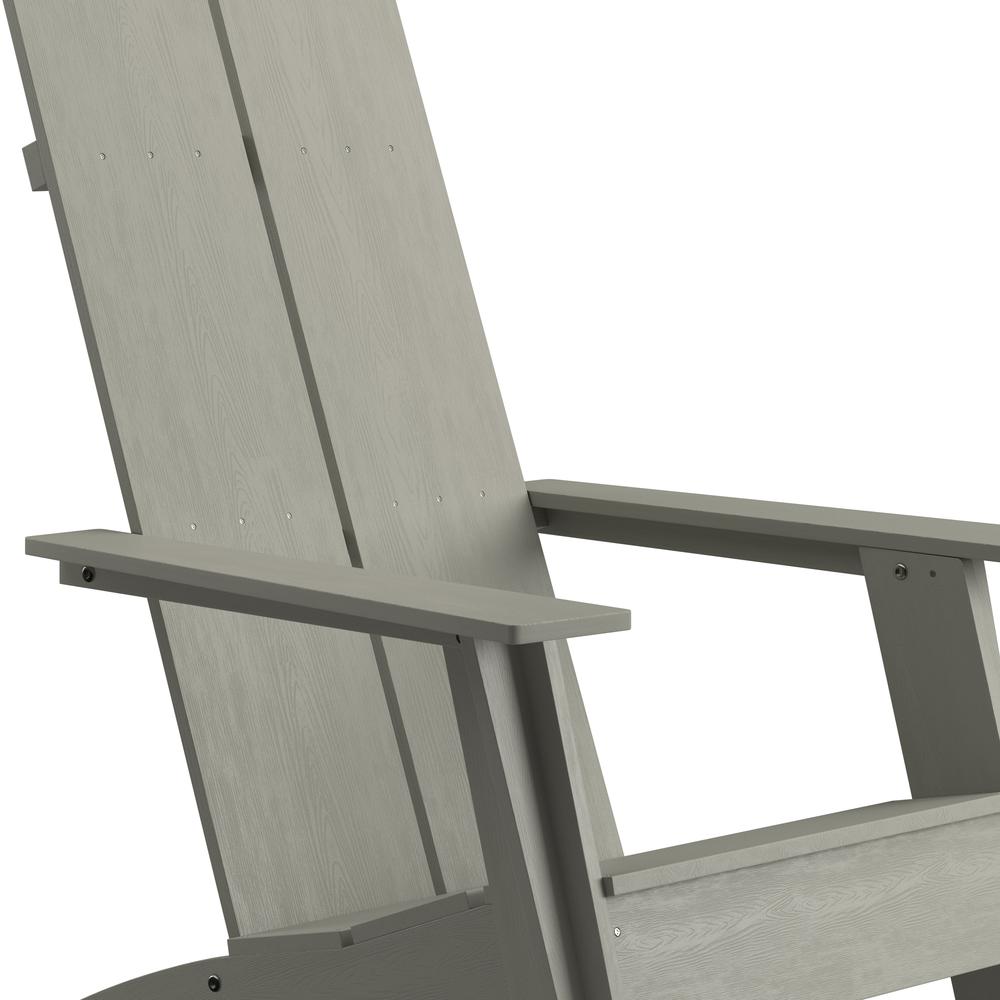 Modern Commercial All-Weather Poly Resin Wood Adirondack Chair in Gray. Picture 6