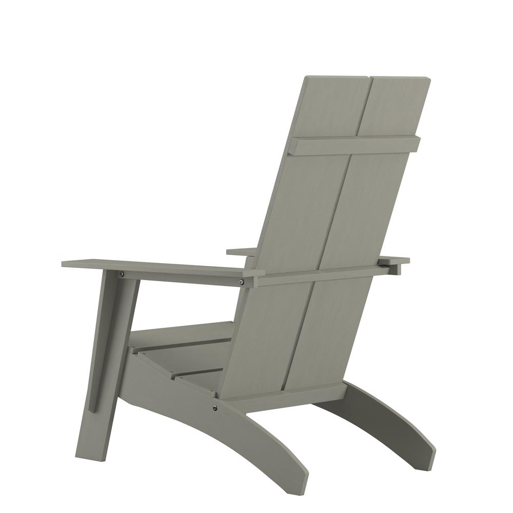 Modern Commercial All-Weather Poly Resin Wood Adirondack Chair in Gray. Picture 5