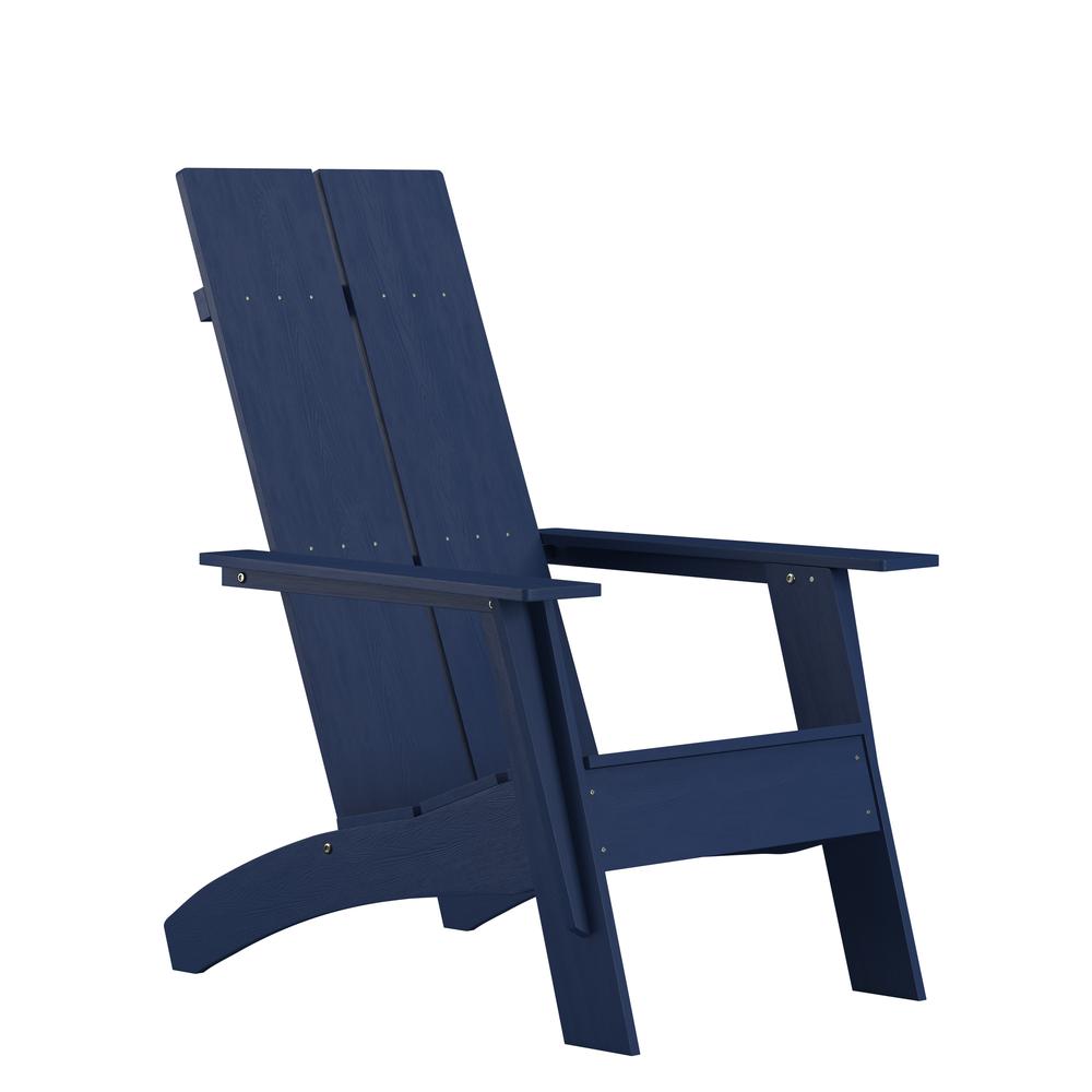 Modern Commercial All-Weather Poly Resin Wood Adirondack Chair in Navy. Picture 1