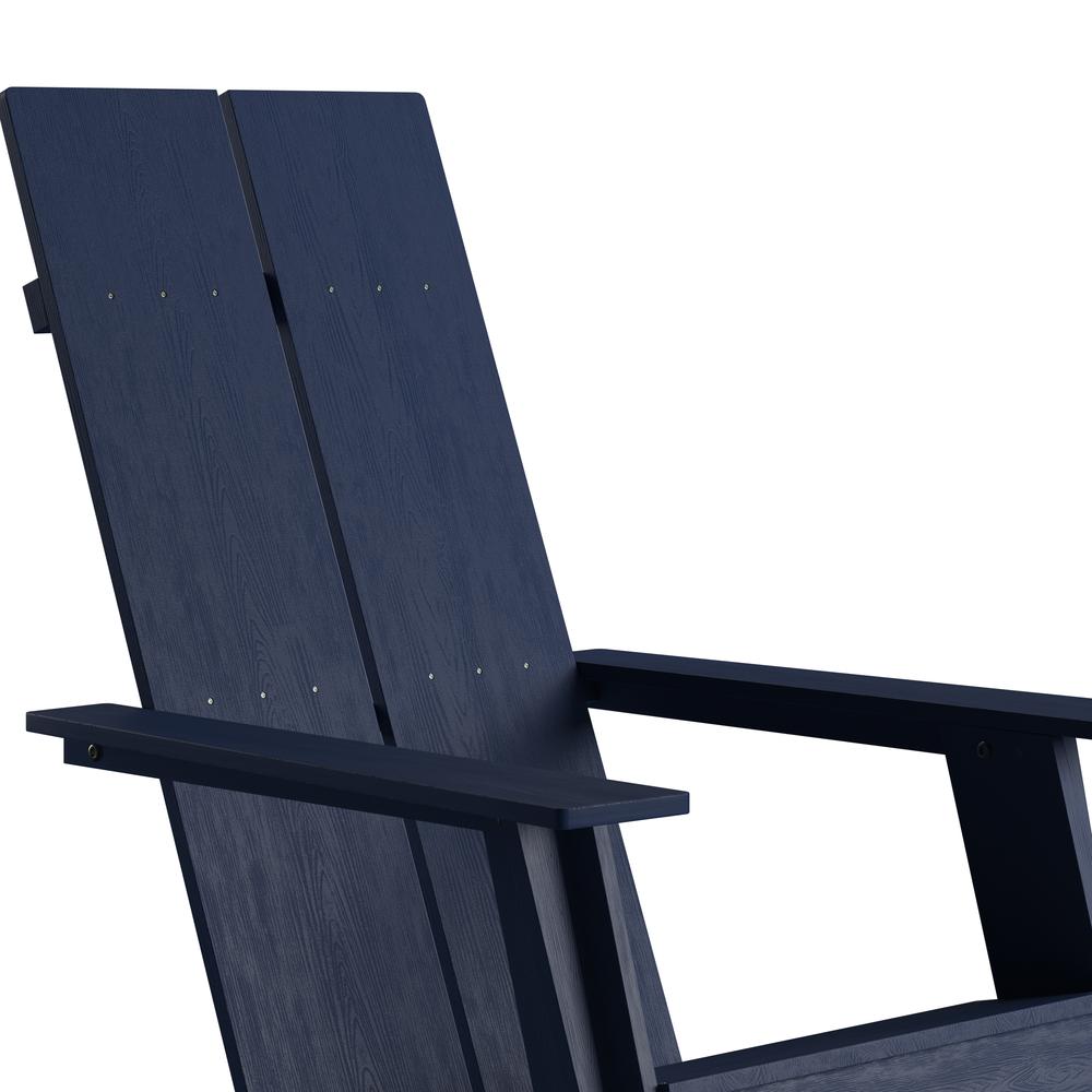 Modern Commercial All-Weather Poly Resin Wood Adirondack Chair in Navy. Picture 7